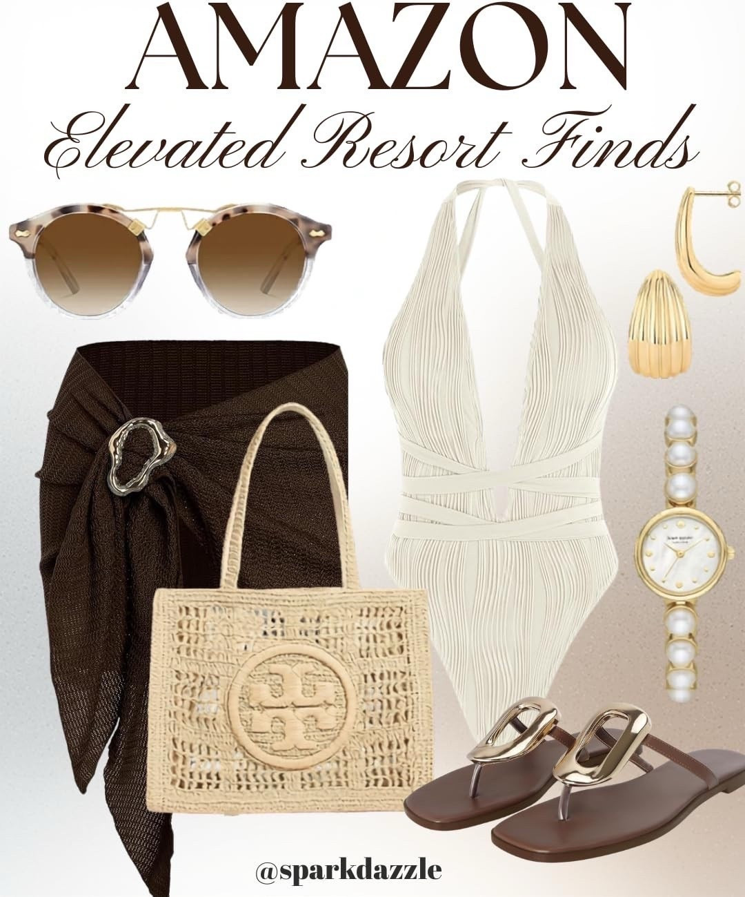 Elevated Amazon Resort Look 🤎✨ Effortless Vacation Style

This neutral resort outfit is the definition of chic vacation dressing. A flattering halter one-piece swimsuit paired with a rich brown sarong creates an elevated poolside look. Styled with oversized sunglasses, gold jewelry, a woven straw tote, and elegant sandals — this outfit is perfect for lounging at a luxury resort, beach club afternoons, or sunset cocktails by the water. Timeless neutrals make this an easy, sophisticated vacation outfit you’ll reach for again and again.

#amazonfashion #amazonfinds #resortwear #vacationoutfit #beachoutfit #poolsideoutfit #summerstyle #resortstyle #beachvacation #chicstyle #neutralstyle #amazonstyle