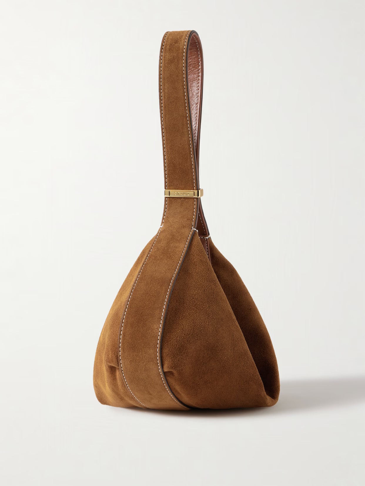 STAUD - Demy Leather-trimmed Suede Shoulder Bag - Brown | NET-A-PORTER (US)