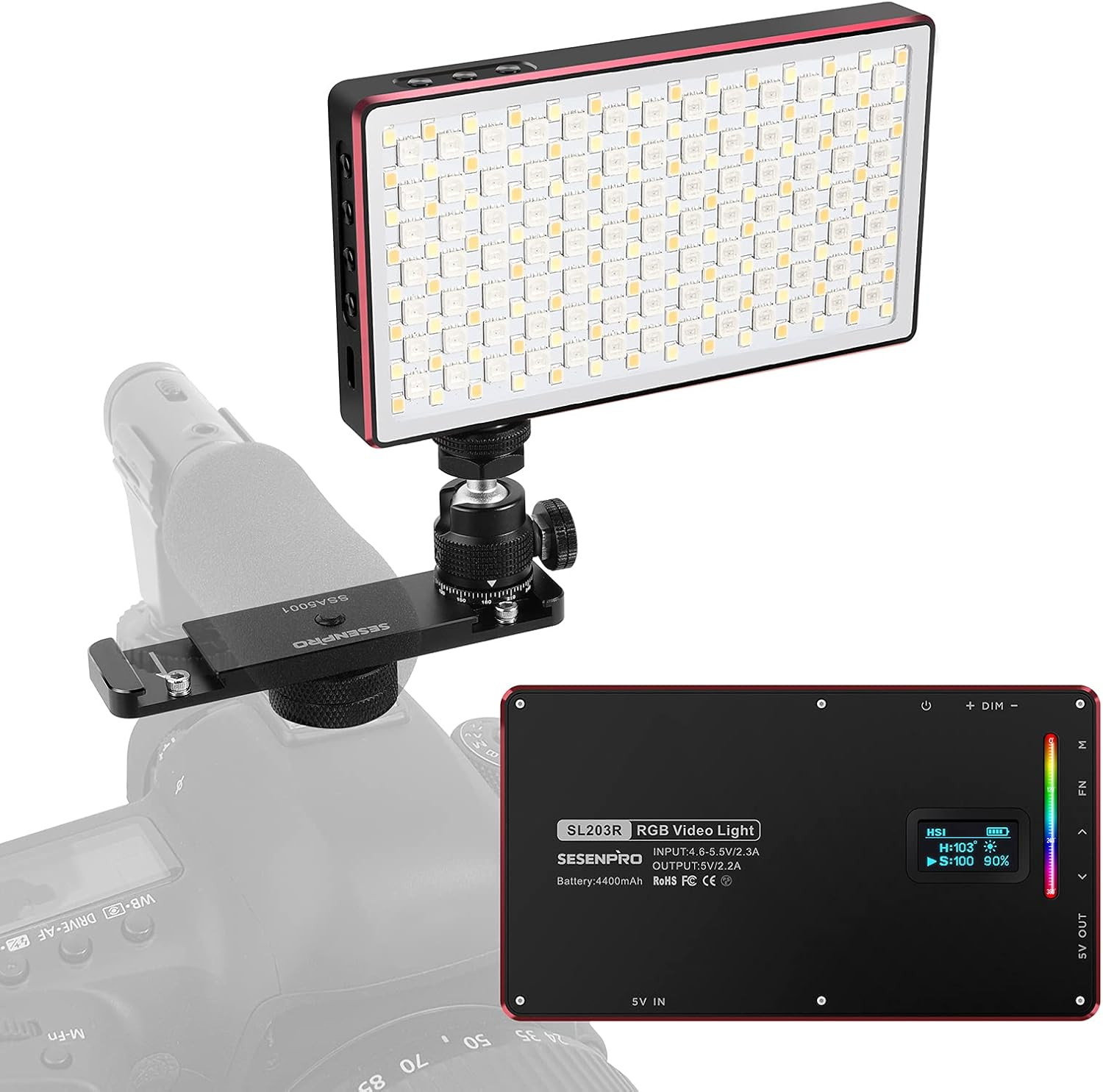 RGB Video Light, SESENPRO Professional LED Camera Light Built-in 4400mAh Rechargeable Battery 360... | Amazon (US)