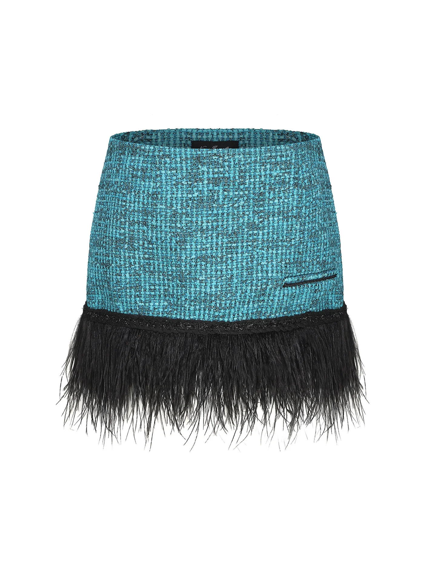 Daphne Feather Tweed Skirt (Blue) (Final Sale) | Nana Jacqueline