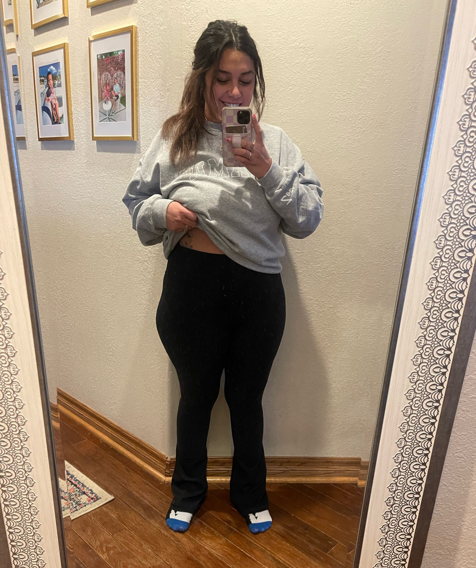 The best leggings with a little flare/bootcut. They don’t flare out too much too high up . They’re perfect!  Comes in other colors too!
Wearing an XL

#LTKmidsize #LTKfindsunder50 #LTKstyletip