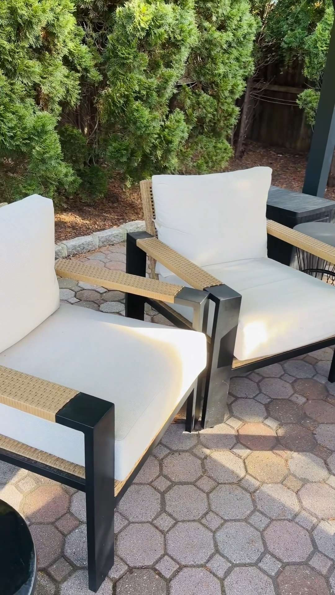 #ad This post contains affiliate links, which means I may earn a small commission if you make a purchase through my links.
Our backyard setup ☀️ The couches are super comfortable and adding the table and solar chandelier made the whole space feel more finished and cozy. We use this area all the time. 

 #LTKSeasonal #LTKHome