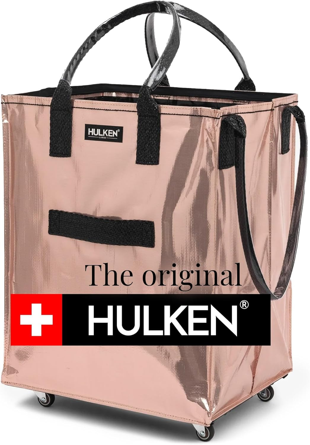 (Large, Rose Gold) Reusable Grocery Bag On Wheels, Shopping Trolley, Rolling Tote, Zipper Closure... | Amazon (US)