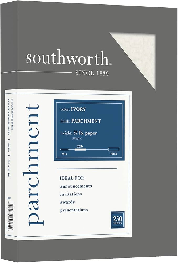 Southworth® Parchment Specialty Paper, 8 1/2" x 11", 32 Lb, Ivory, Pack Of 250 | Amazon (US)