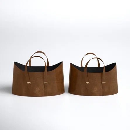 2 Piece Leather Basket Set | Wayfair North America
