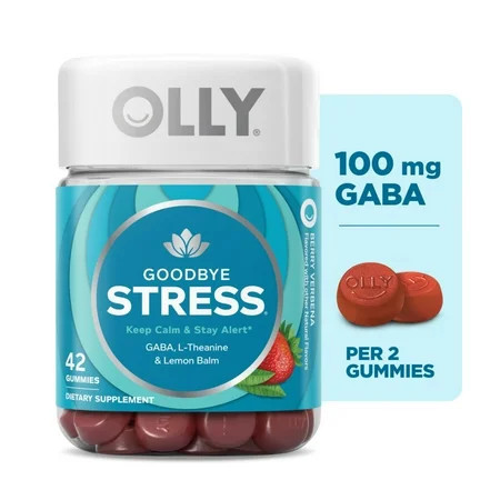 OLLY Goodbye Stress Gummy, Stress Support, GABA, L-Theanine, Lemon Balm, Chamomile, Berry, 42 Count | Walmart (US)