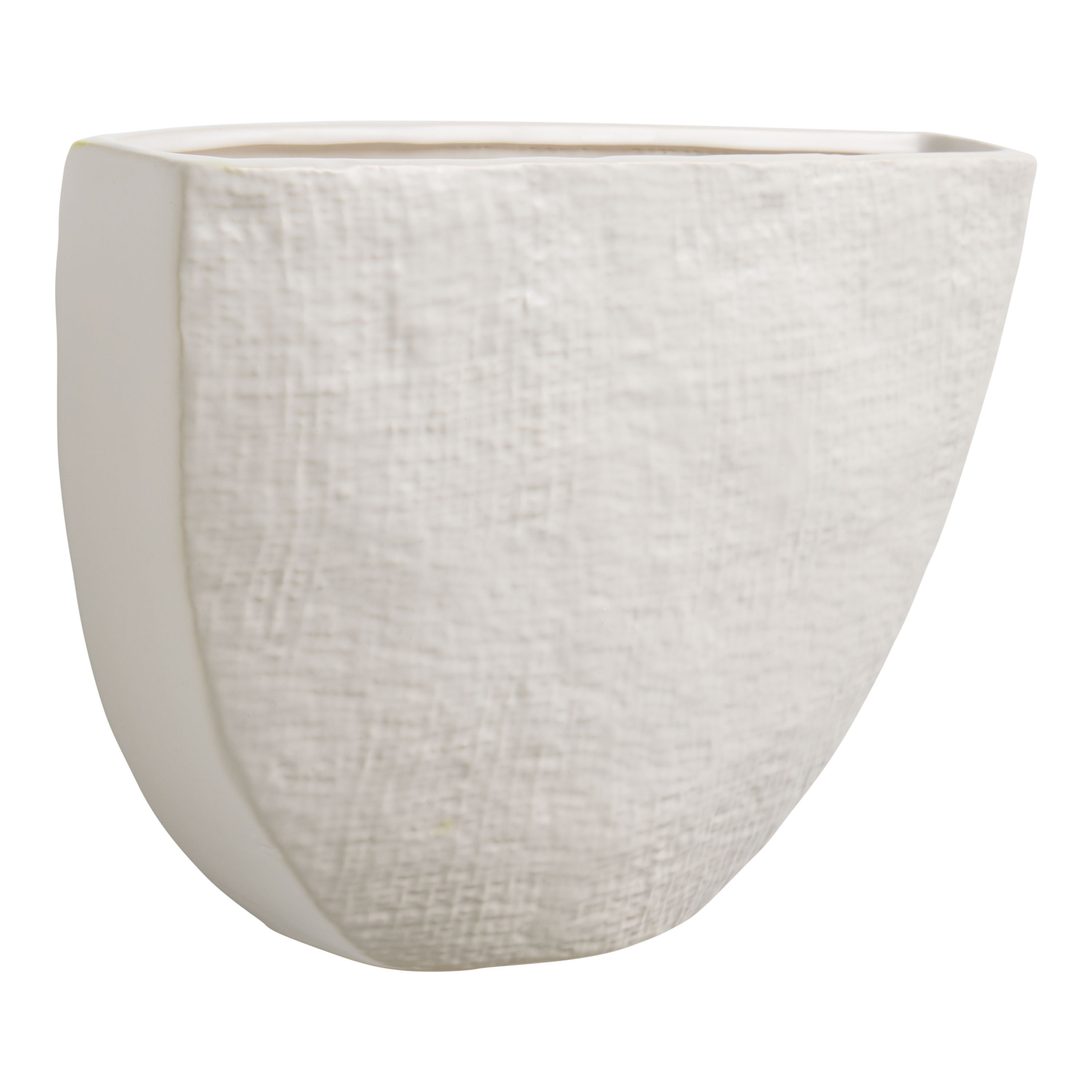 White Ceramic Half Circle Crosshatch Wall Vase | World Market