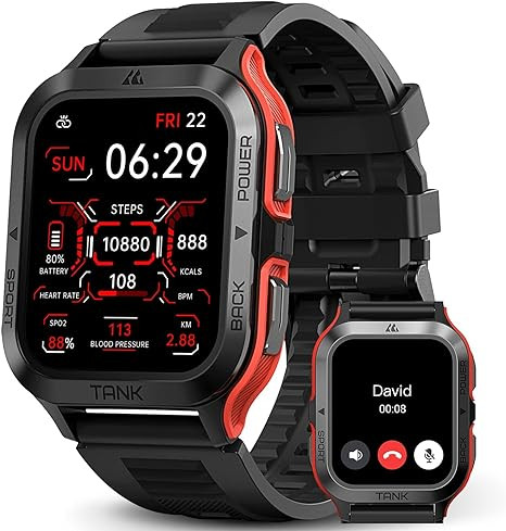 AMAZTIM Smart Watch, 60 Days Extra-Long Battery, 50M Waterproof, Rugged Military Bluetooth Call(A... | Amazon (US)