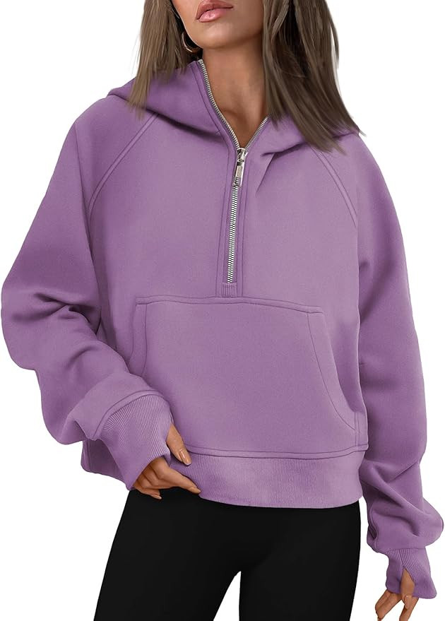 AUTOMET Half Zip Sweatshirts Cropped Hoodies Fleece Womens Quarter Zip Up Pullover Sweaters Fall ... | Amazon (US)