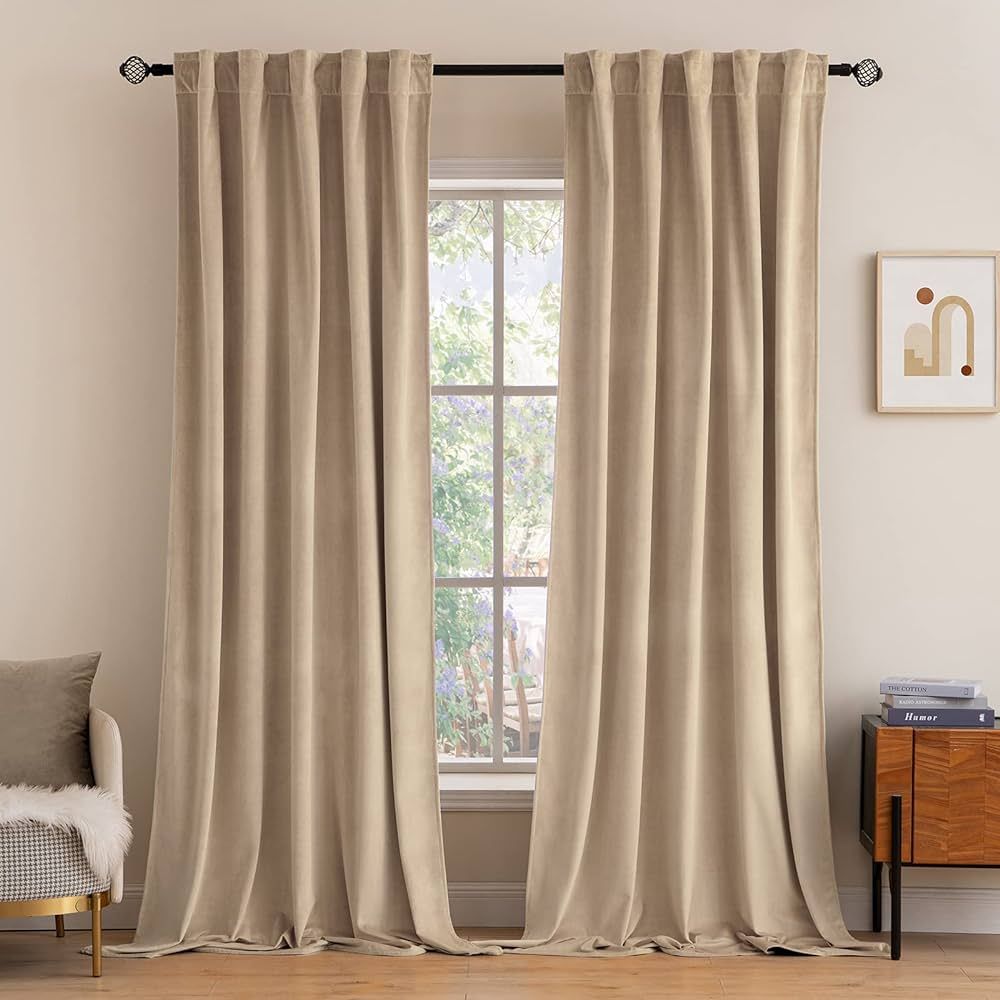 MIULEE Velvet Curtains 108 inches Long- Luxury Blackout Curtains for Bedroom Living Room Thermal ... | Amazon (US)