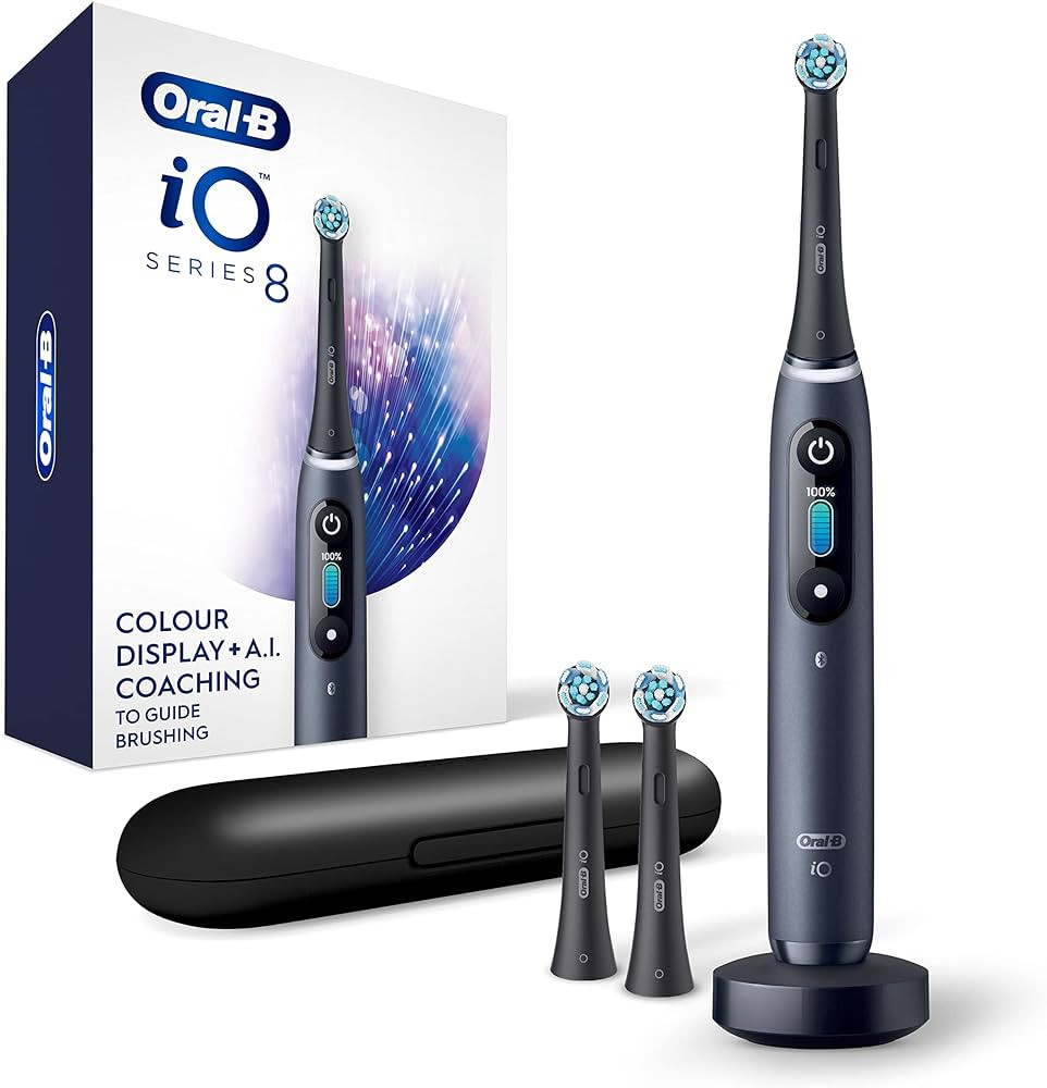 Oral-B iO Series 8 Electric Toothbrush with 2 Replacement Brush Heads and Travel Case, Rechargeab... | Amazon (US)
