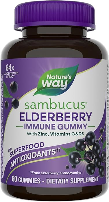 Nature’s Way Sambucus Elderberry Immune Gummies, Daily Immune Support for Kids and Adults*, wit... | Amazon (US)