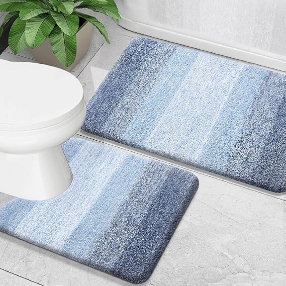OLANLY Luxury Bathroom Rug Set 2 Piece, Soft Absorbent Microfiber Bath Rugs and U-Shaped Contour ... | Amazon (US)