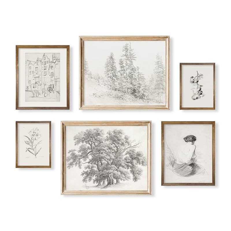 French Country Large 11x14 Gallery of 6 Kitchen Etching Print Poster - Rustic Modern Farmhouse Dr... | Amazon (US)