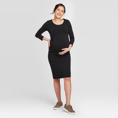 3/4 Sleeve T-Shirt Maternity Dress - Isabel Maternity by Ingrid &#38; Isabel&#8482; Black L | Target