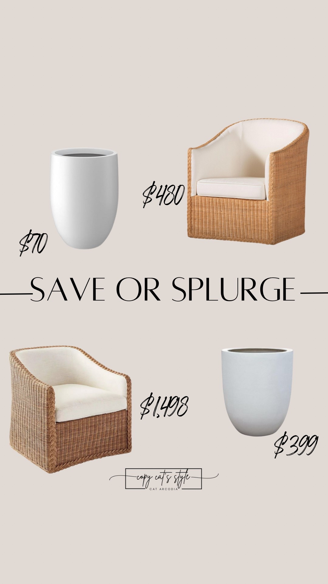 Save or splurge on patio furniture and planter! 

#LTKSaleAlert #LTKHome #LTKSeasonal