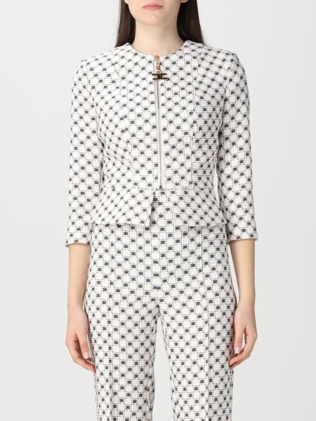 Elisabetta Franchi short jacket with three-dimensional logo | Giglio.com - Global Italian fashion boutique