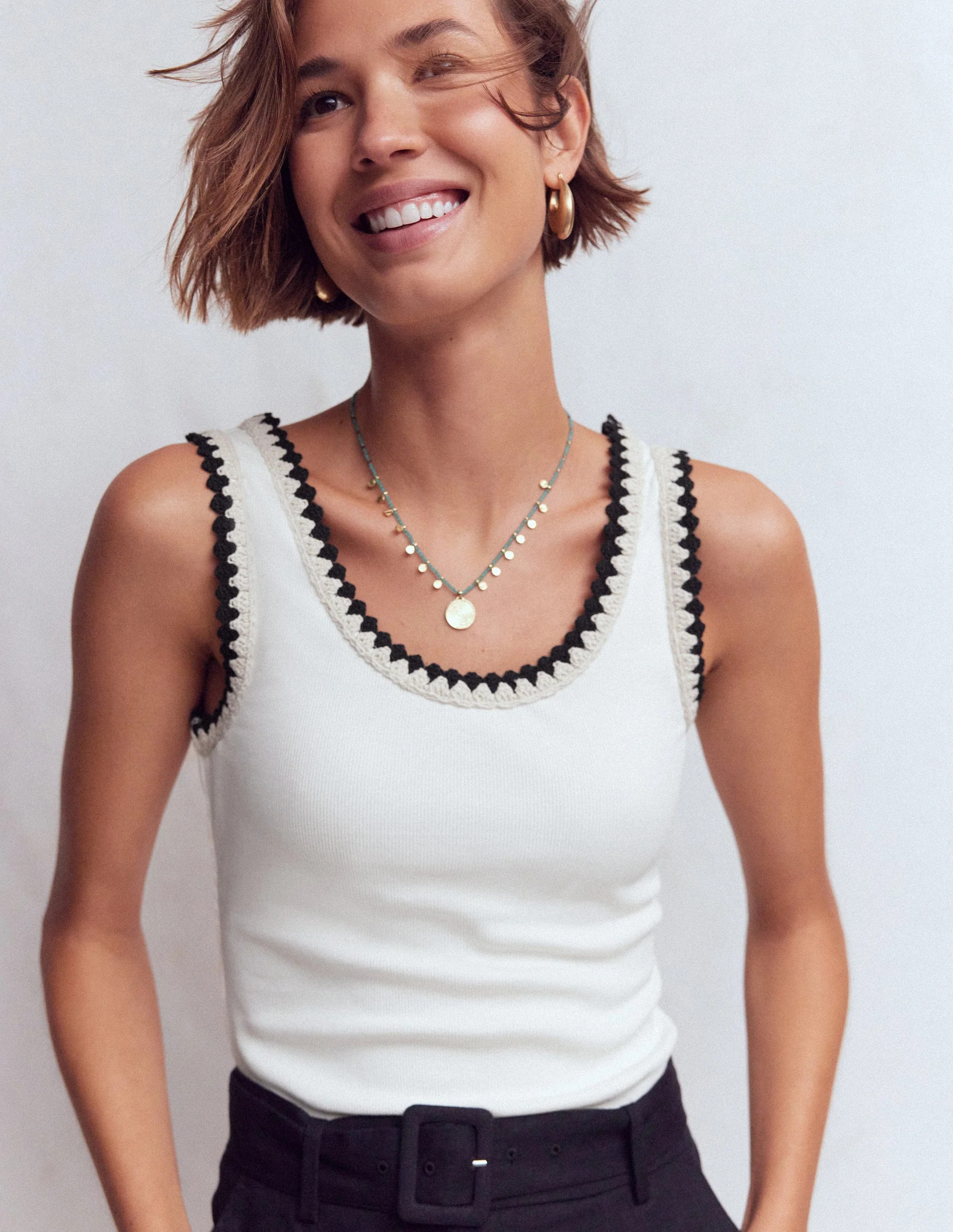 Maddie Trim Detail Vest-Ivory | Boden (US)