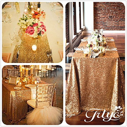 12''x108'' Gold Sequin Table Runner, Sequin Table Cloth, Sequin Tablecloths, Sequin Linens | Amazon (US)