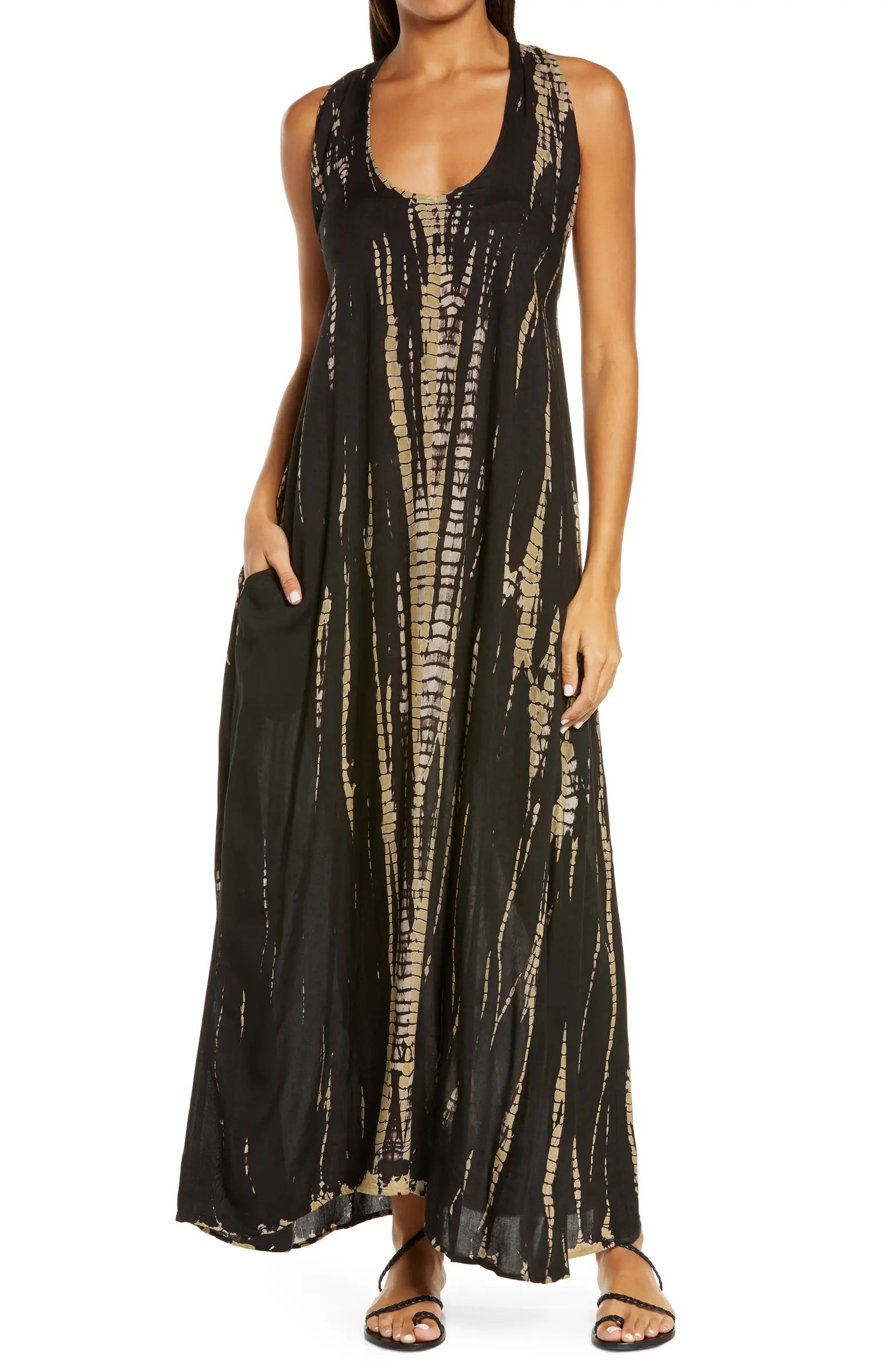 Elan Tie Dye Braided Back Cover-Up Maxi Dress | Nordstrom | Nordstrom