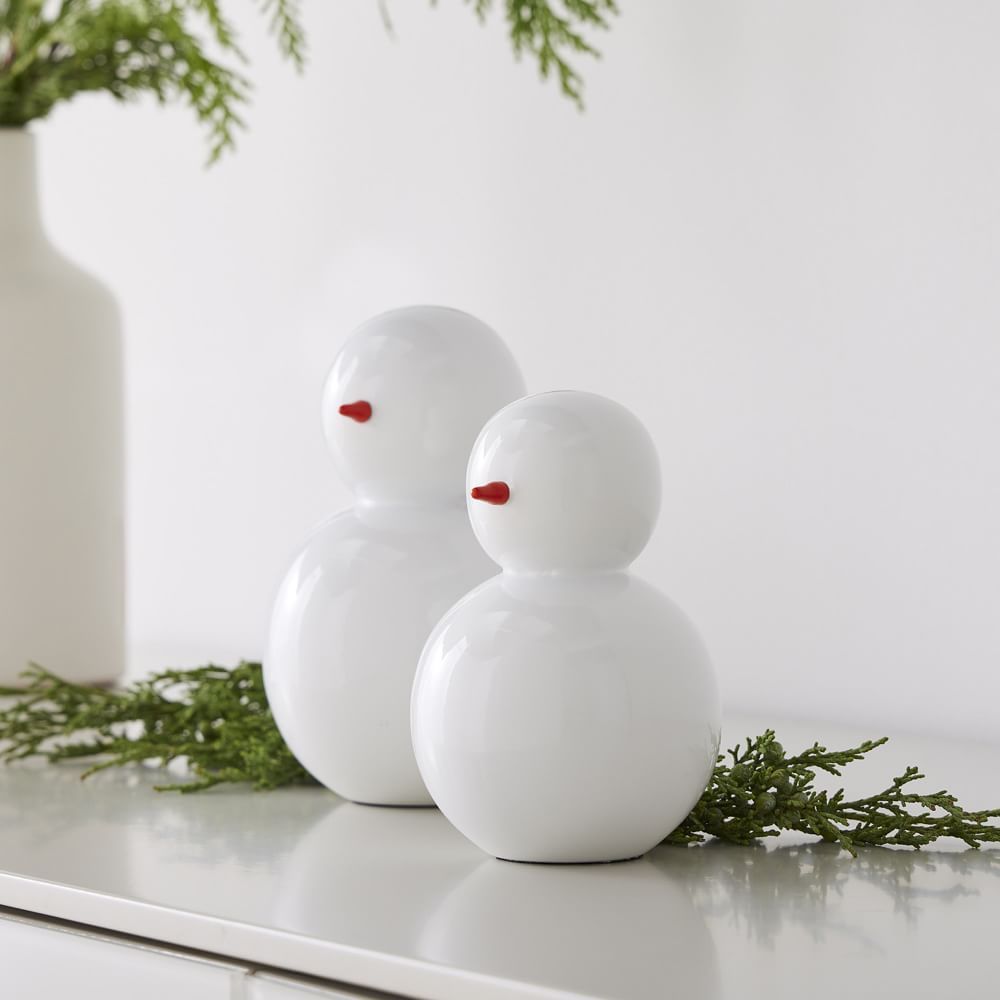 White Lacquer Snowman Figurines | West Elm (US)