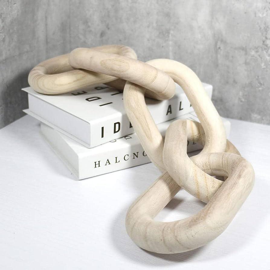 Wood Chain Link Decor and Beaded Garland Set - Hand Carved Decorative Wood Chain, Home Decor, Far... | Amazon (US)