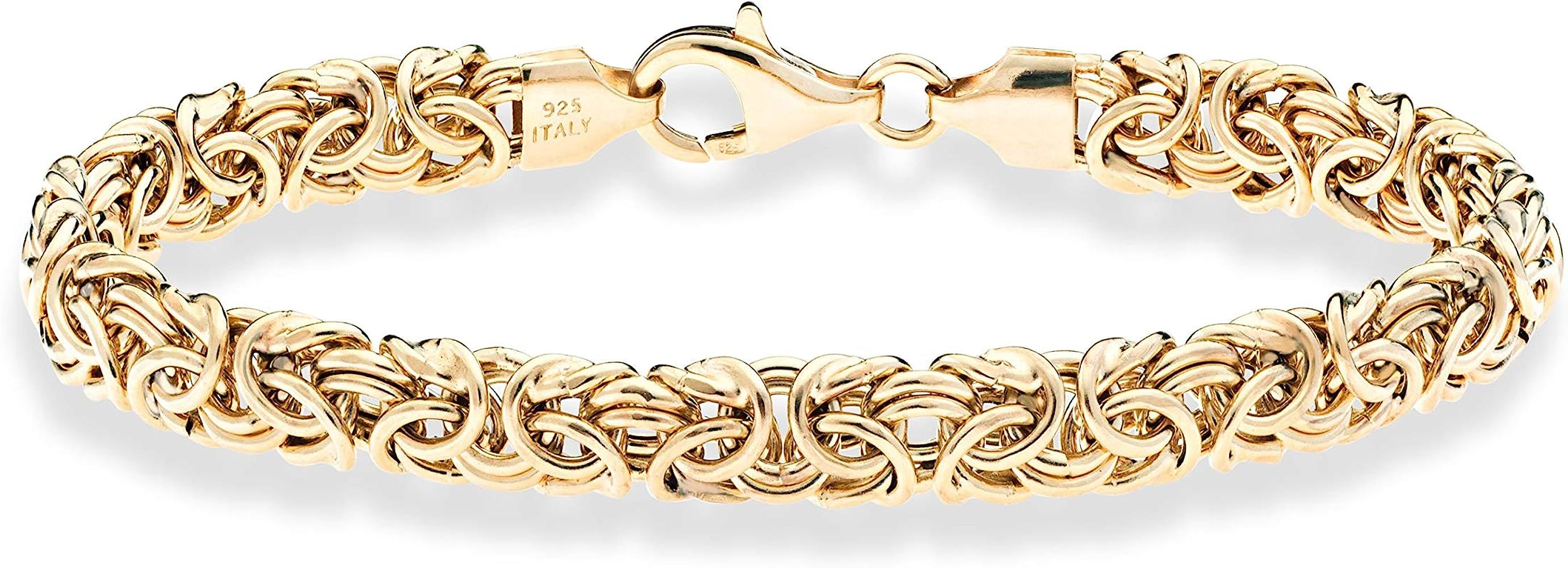 Miabella Italian 18K Gold Over Sterling Silver Byzantine Bracelet for Women, Handmade in Italy | Amazon (US)