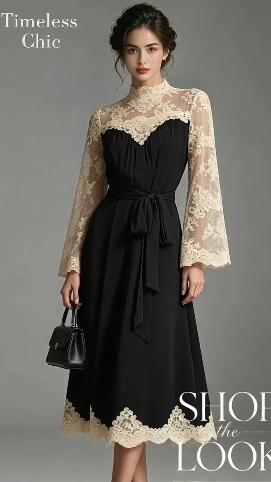 Elegant Lace Sleeve Dress For Formal Occasions
#LaceDress #WeddingGuestOutfit #VintageFashion #BlackMidiDress #FormalWear  

 #LTKootd #LTKOver40 #LTKWedding