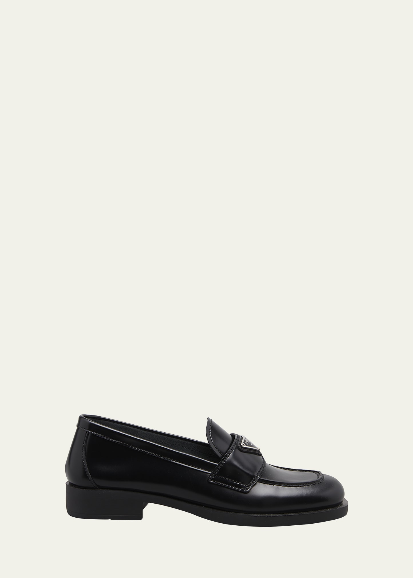 Prada Calfskin Logo Flat Loafers | Bergdorf Goodman