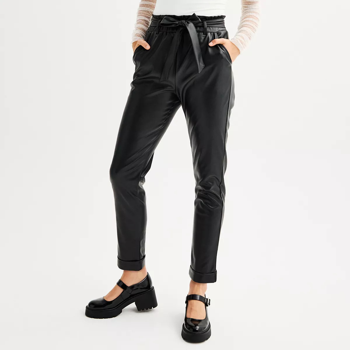 Juniors' SO® Faux Leather Paperbag Pants | Kohl's