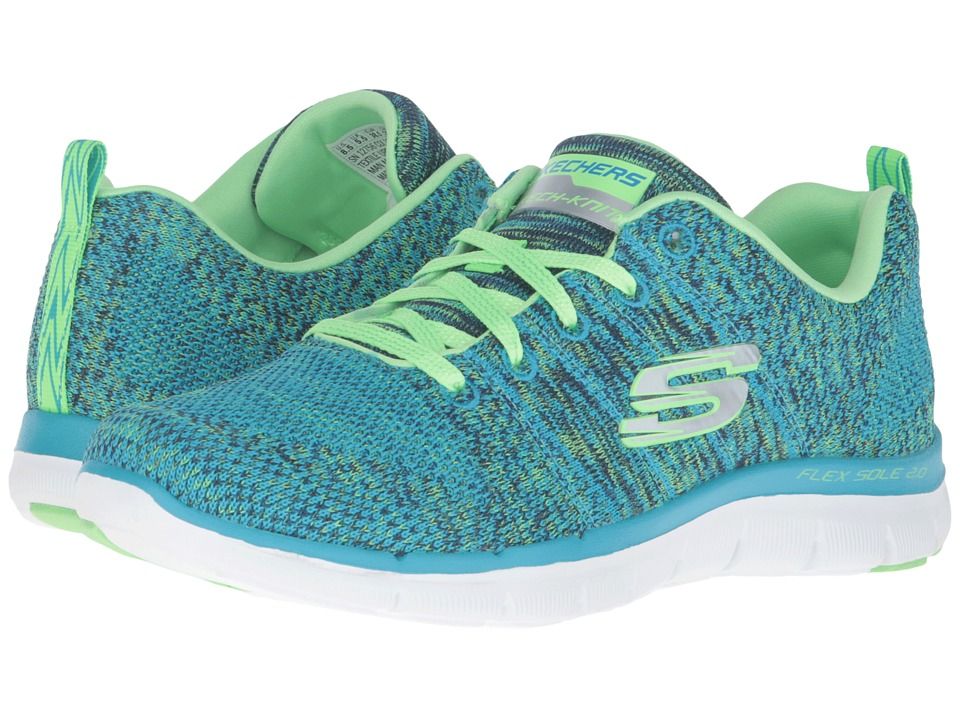 SKECHERS - Flex Appeal 2.0 - High Energy (Blue/Lime) Women's  Shoes | Zappos