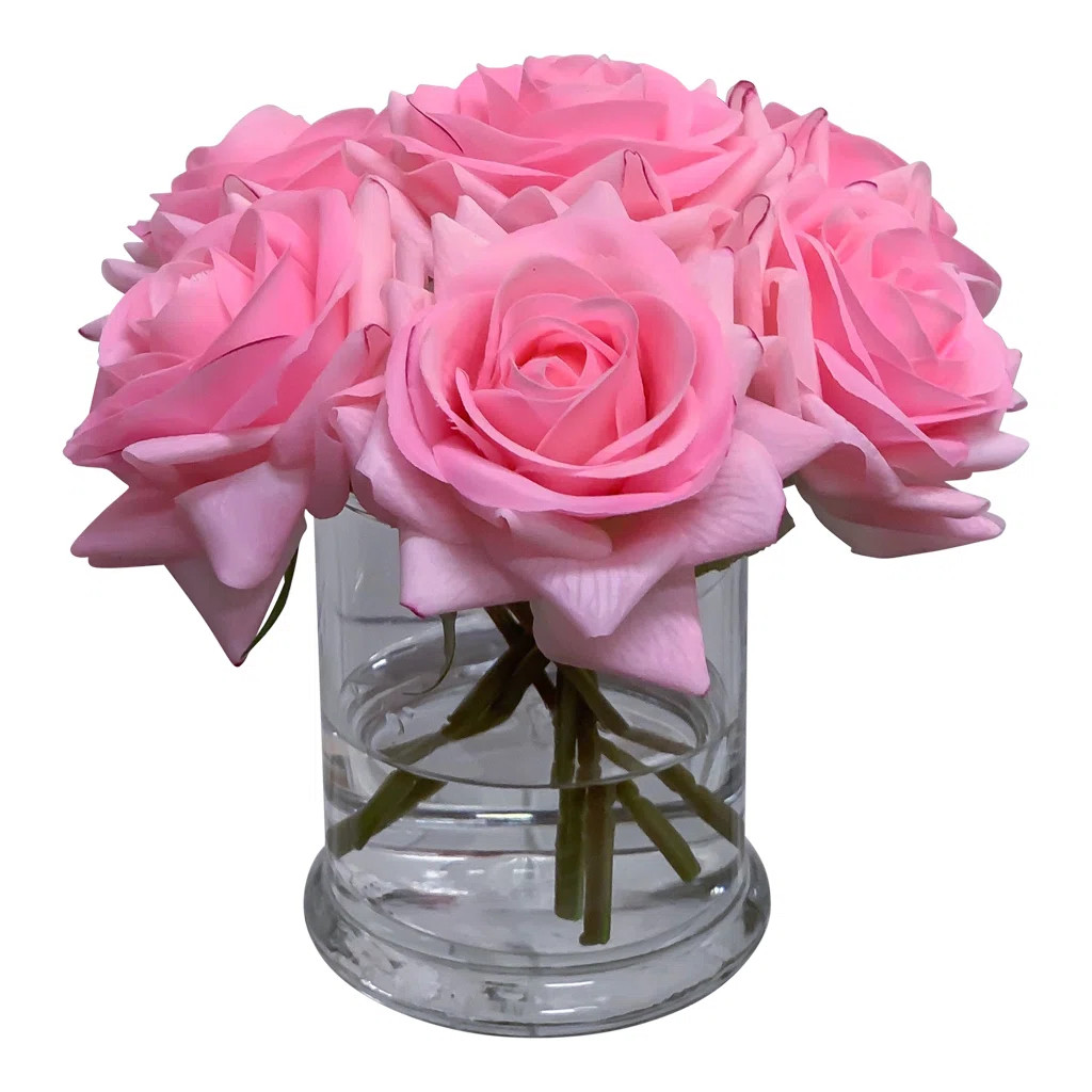 Latitude Run® Real Touch Roses Floral Arrangements in Glass Vase & Reviews | Wayfair | Wayfair North America