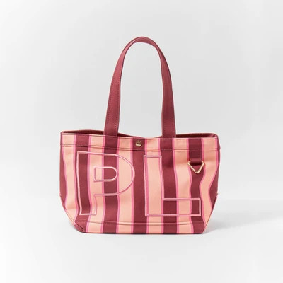 Striped Custom Alpha Tote - Currant - Medium | BaubleBar
