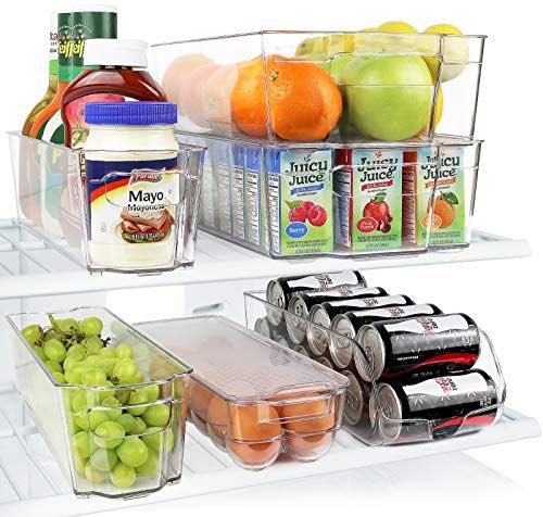 Greenco Refrigerator Organizer Bins, Stackable Fridge Organizer, Set of 6, Storage Containers with D | Amazon (US)