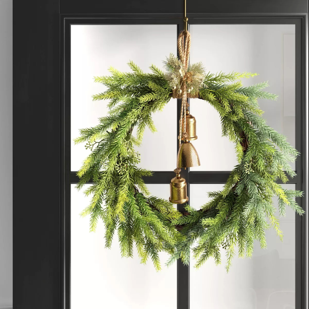 18" Metal Christmas Bells with Faux Greenery Door Décor Gold - Wondershop™ | Target