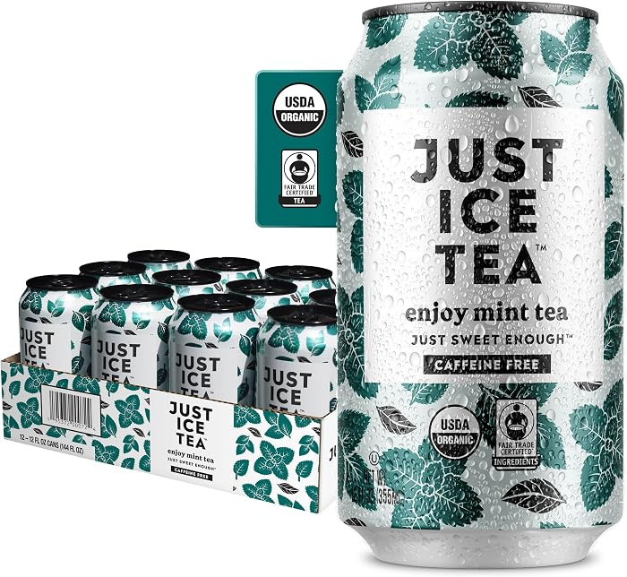 Just Ice Tea, Enjoy Mint Iced Tea, 12-Pack (12oz Cans), Caffeine Free Herbal Tea, USDA Certified ... | Amazon (US)