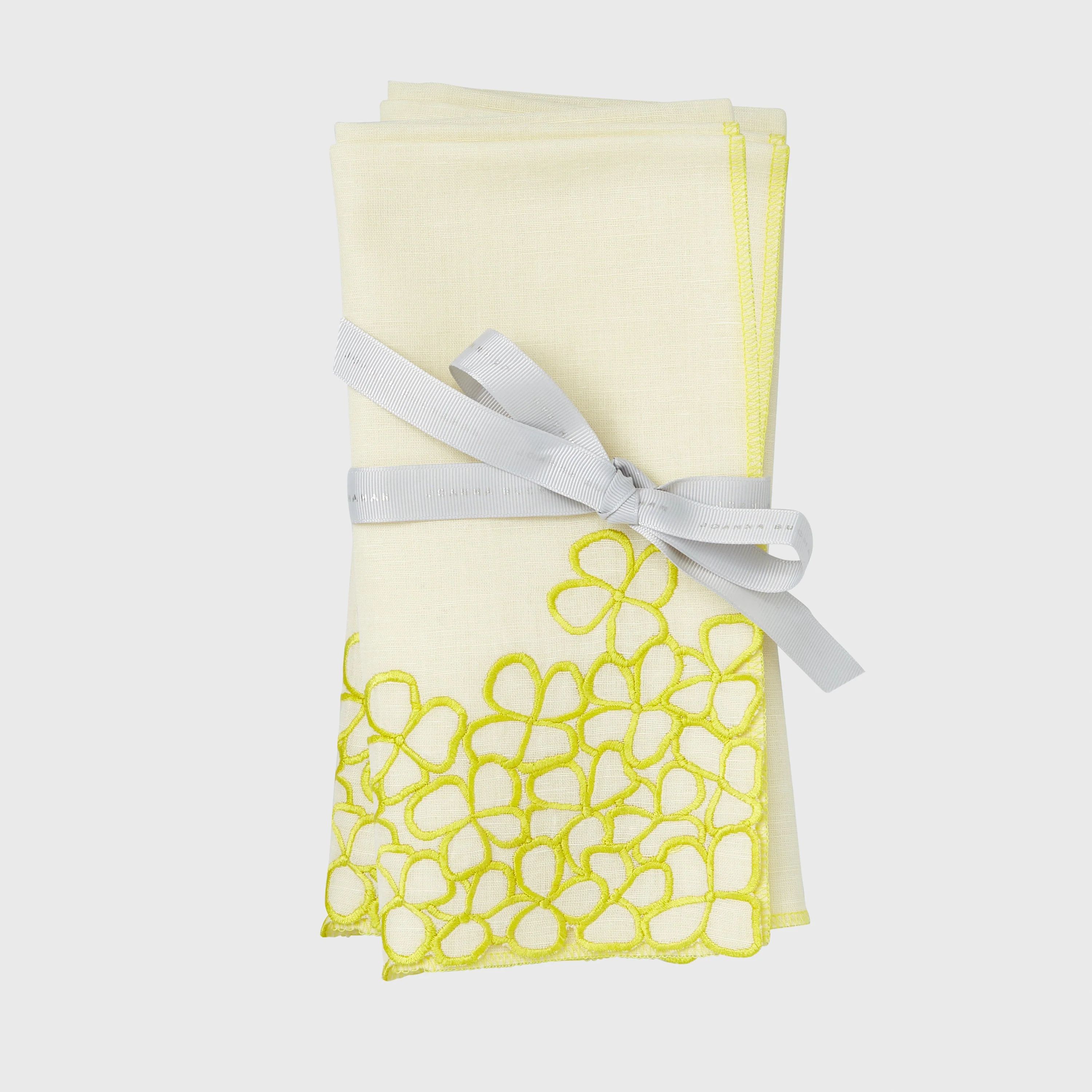 Hydrangea dinner napkins, citrus, set of two | Joanna Buchanan