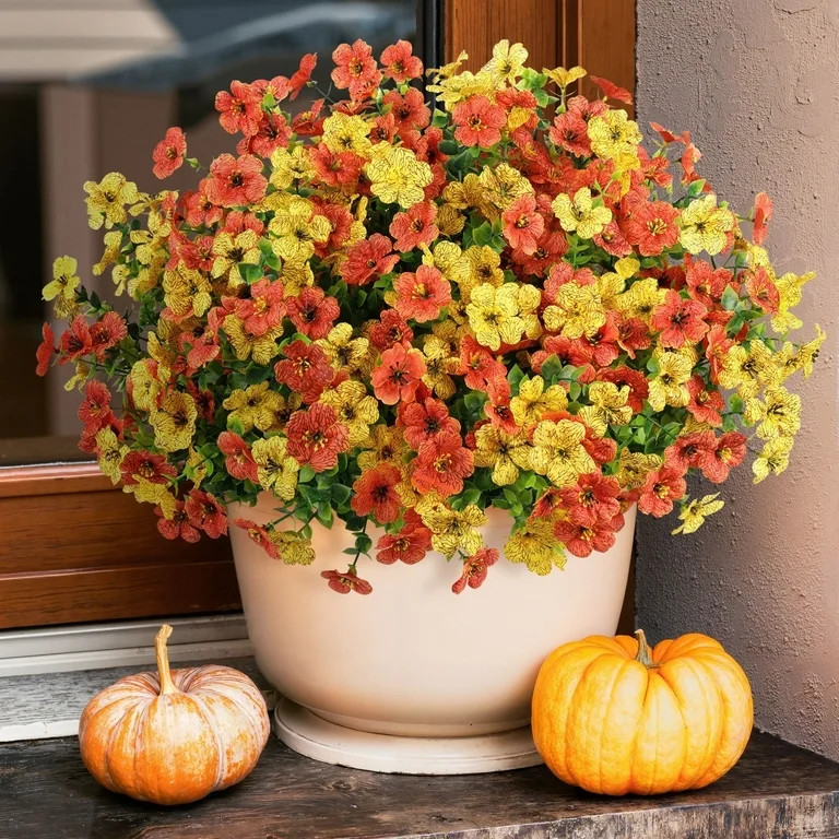 Scidweet 12 Bundles Fake Fall Flowers, Autumn Artificial Faux Flowers Outdoors Fall Decorations f... | Walmart (US)