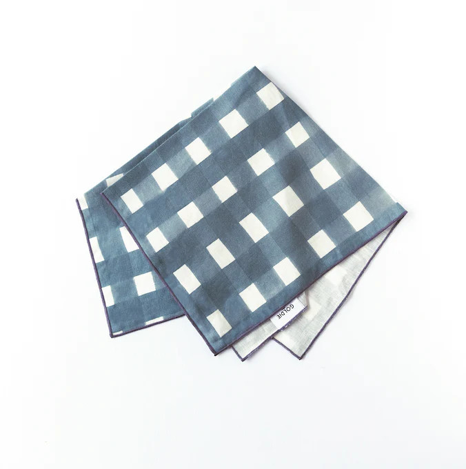 Blue Cross-Hatch Napkins | Goldie Home
