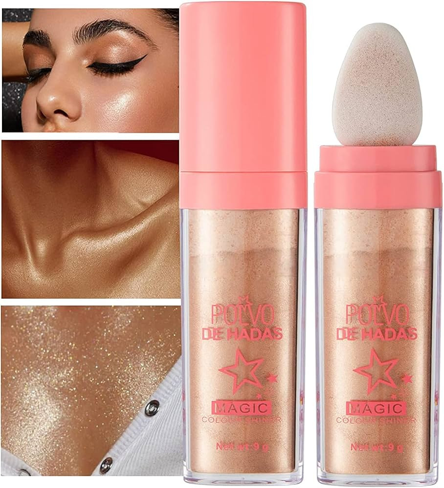 GL-Turelifes Hightlighter Stick Puff Fairy Glitter Loose Powder Brush Stick Contouring, Shimming ... | Amazon (US)