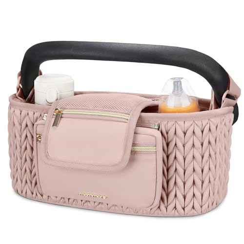 mommore Stroller Organizer with Insulated Cup Holders, Adjustable Stroller Caddy with Detachable Phone Bag, Stroller Accessories Fits for Uppababy, Doona, Jogger, Britax (pink) | Amazon (US)