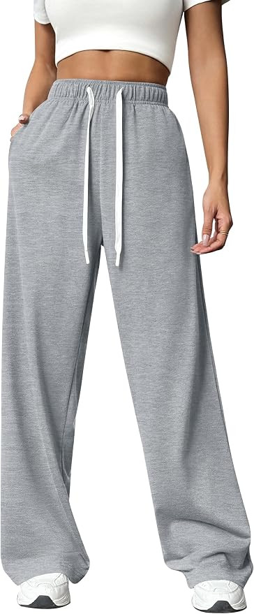PINSPARK Wide Leg Sweat Pants for Womens High Waisted Baggy Sweatpants | 27''/29''/31'', Lightwei... | Amazon (US)