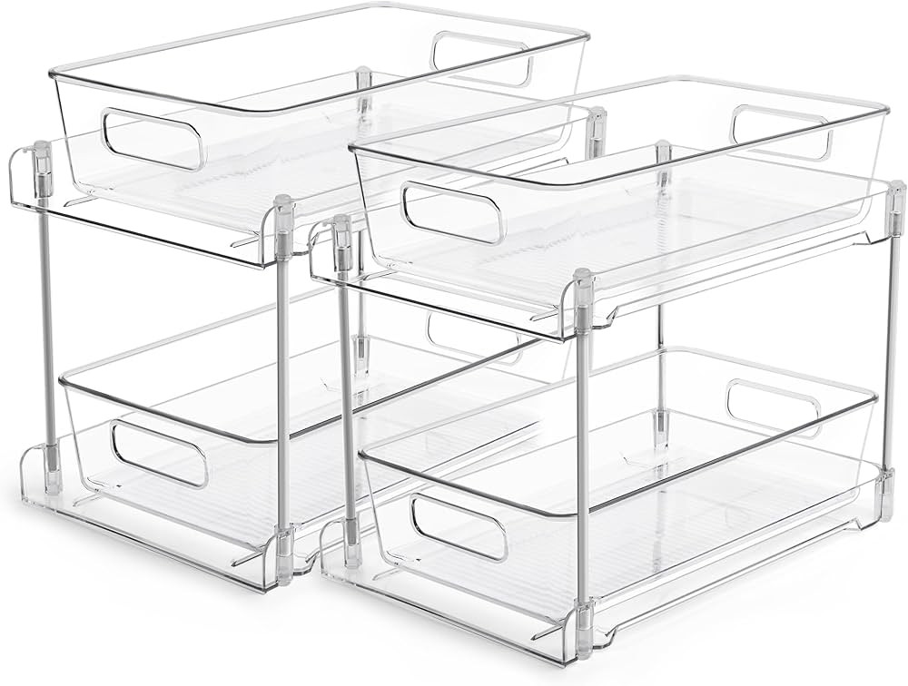 2 Tier Bathroom Storage Organizer, Vtopmart 2 Pack Clear Under Sink Organizers Vanity Counter Sto... | Amazon (CA)