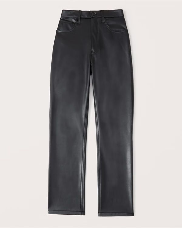 Women's Vegan Leather 90s Straight Pants | Women's | Abercrombie.com | Abercrombie & Fitch (US)