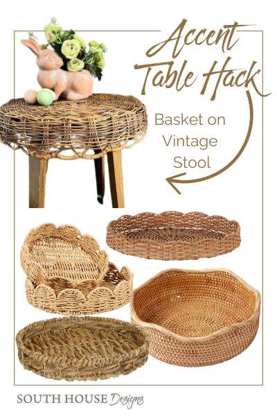 Ever need a little accent table to complete a vignette? Maybe for a grouping of plants?

I needed one for my Spring stair landing decor. But my vintage stool was more contemporary with a cracked and chipped black resin seat -- UGH! Not what Spring called for.

Easy fix -- That chipped black resin seat is disguised under an inverted round basket I've had for decades!

Just what I needed!   #tablehack, #repurposedtray #easydecorhack 

 

#LTKHome #LTKSeasonal