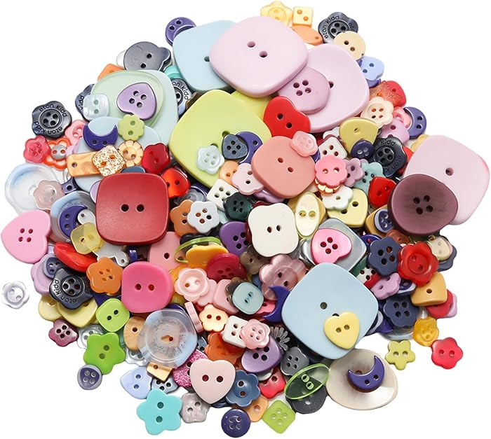 Lilaly 300pcs Pcs Strange Shape Resion Buttons for Crafts, 4 Holes Assorted Sizes Resin Buttons, ... | Amazon (US)