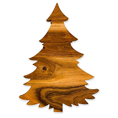 WOODLERY Christmas Tree Shaped Wood Cutting Board for kitchen, Tree Shaped Wood Cutting Board, Christmas Decorative Serving Tray (Leafy Christmas Tree Board 13"L x 10"W) | Amazon (US)