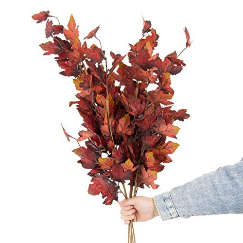 6pcs Artificial Maple Tree Branches, 32 Inch Faux Autumn Leaves Stems for Fall Vase Arrangements, Centerpieces, Harvest Wreaths, and Home Decorations,Burgundy | Amazon (US)