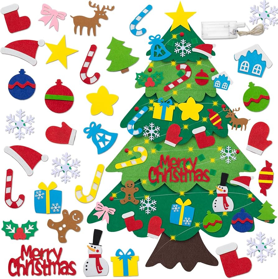 3.1FT DIY Felt Christmas Tree Set, Montessori Felt Christmas Tree for Toddlers, Kids Interactive ... | Amazon (US)