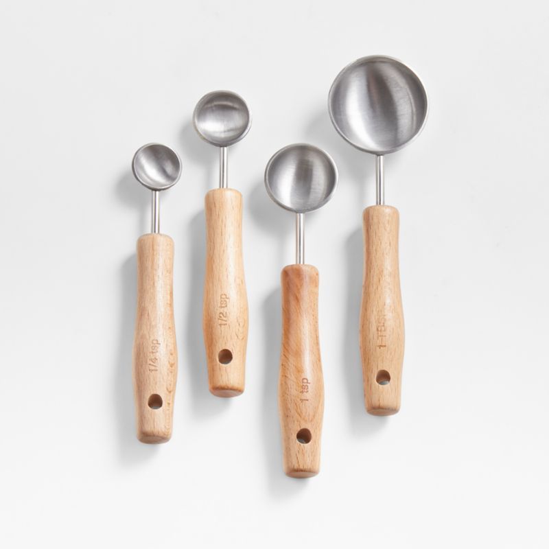Beechwood and Stainless Steel Measuring Spoons + Reviews | Crate & Barrel | Crate & Barrel
